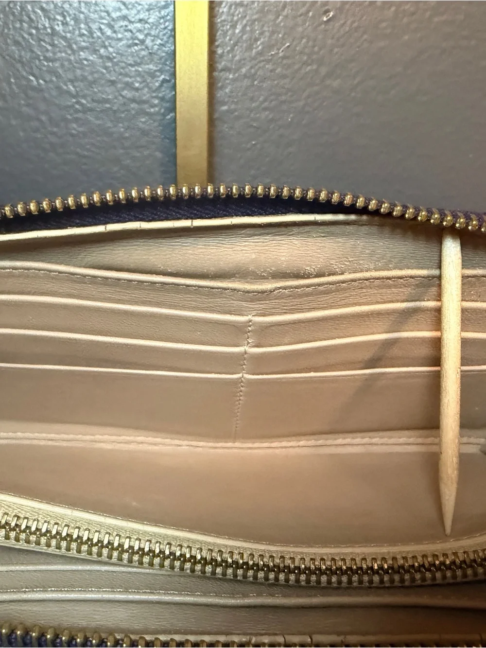 Chloe Purple Drew Leather Wallet with Gold Chain Accent